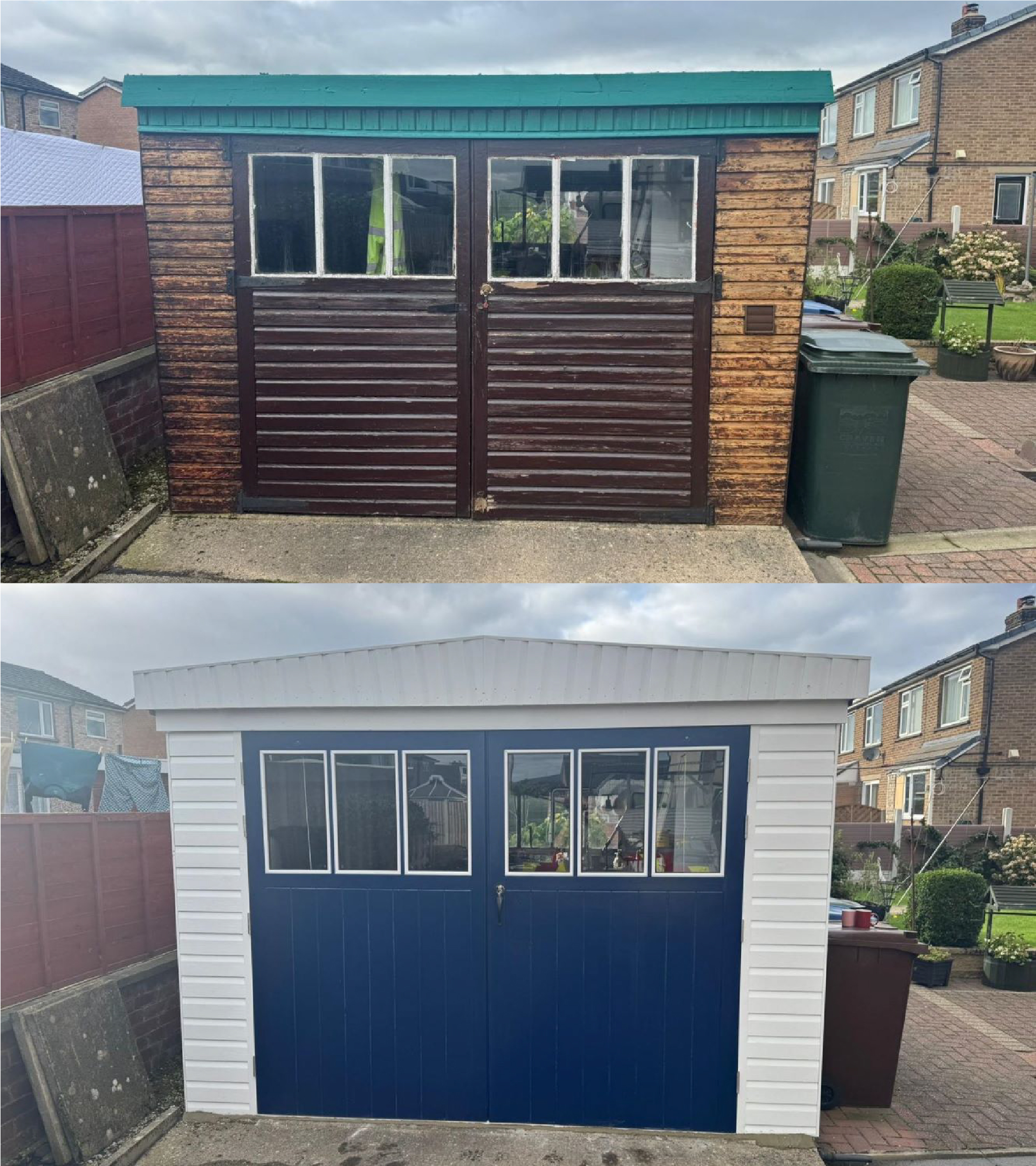 dark blue timber doors