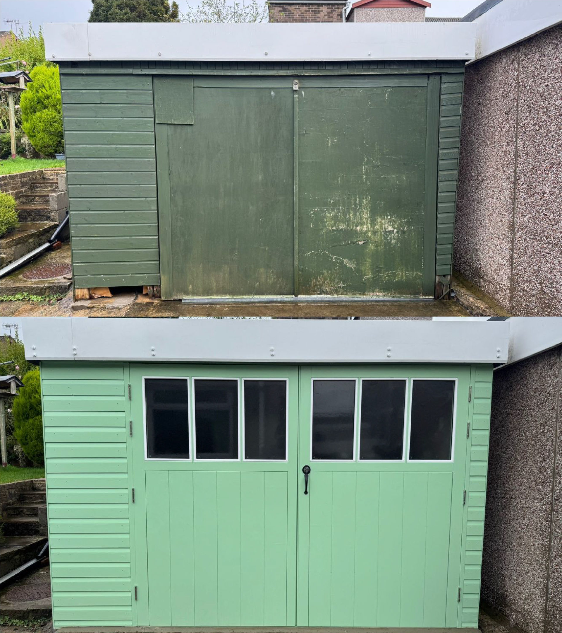 greenish blue timber doors